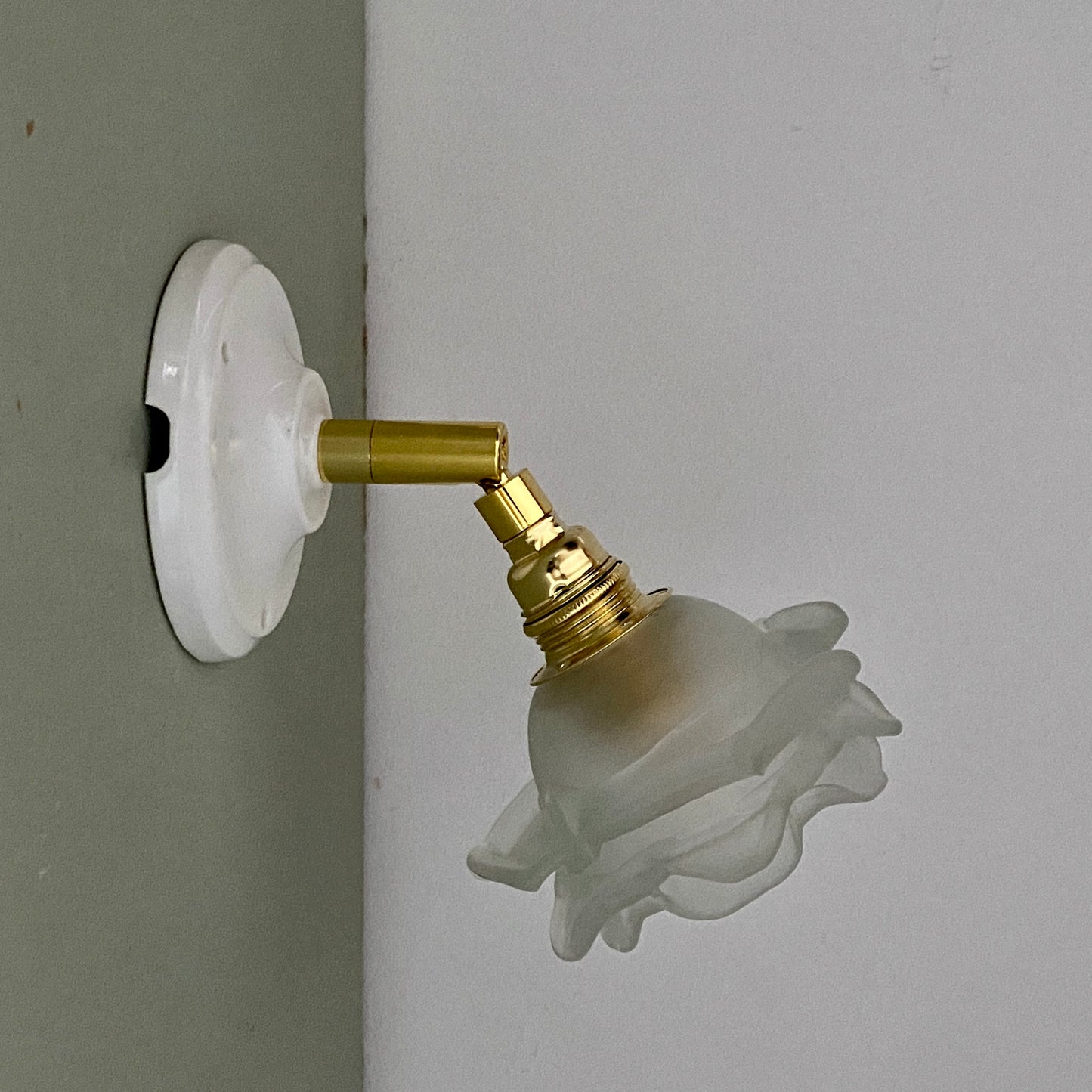 Applique tulipe vintage en verre dépoli en forme de rose