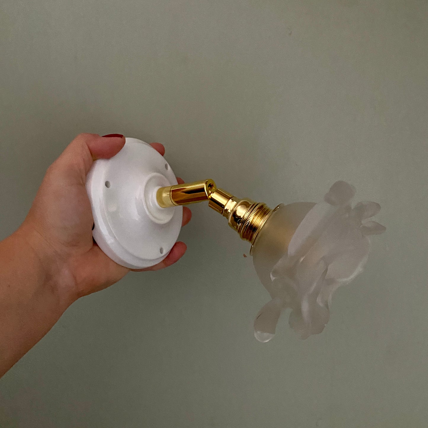 Applique tulipe vintage en verre dépoli en forme de rose